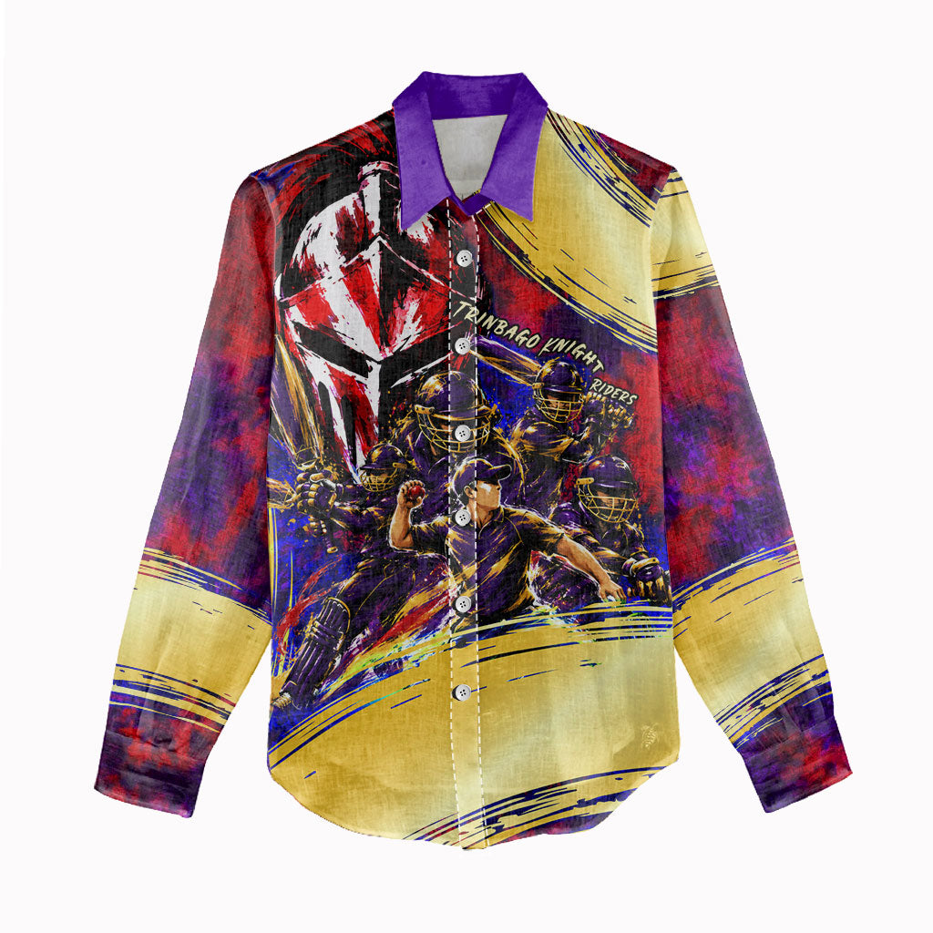 Trinbago Knight Riders Cricket Women Casual Shirt Trinidad and Tobago Unleash The Knight Brush Stroke
