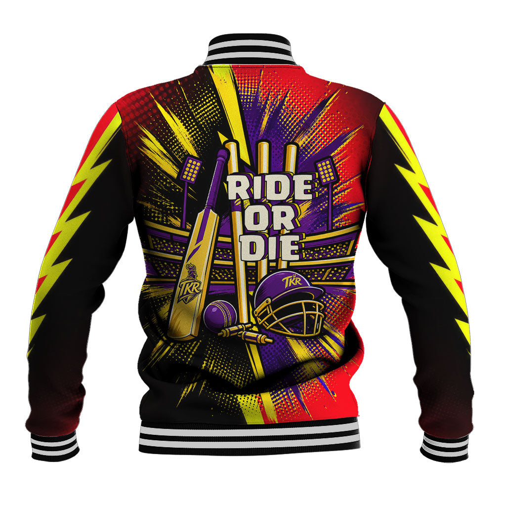 Trinidad and Tobago Cricket Baseball Jacket Trinbago Knight Riders - Ride Or Die Comic Halftone