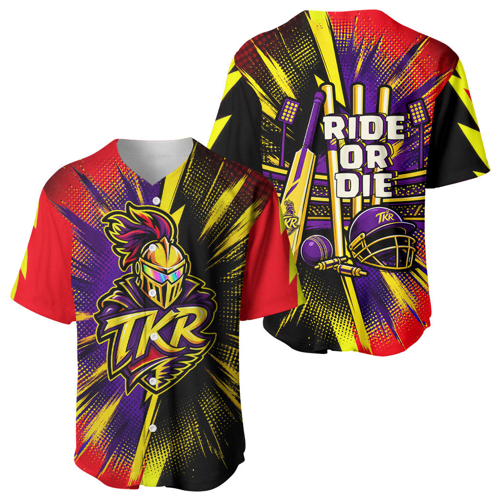 Trinidad and Tobago Cricket Baseball Jersey Trinbago Knight Riders - Ride Or Die Comic Halftone