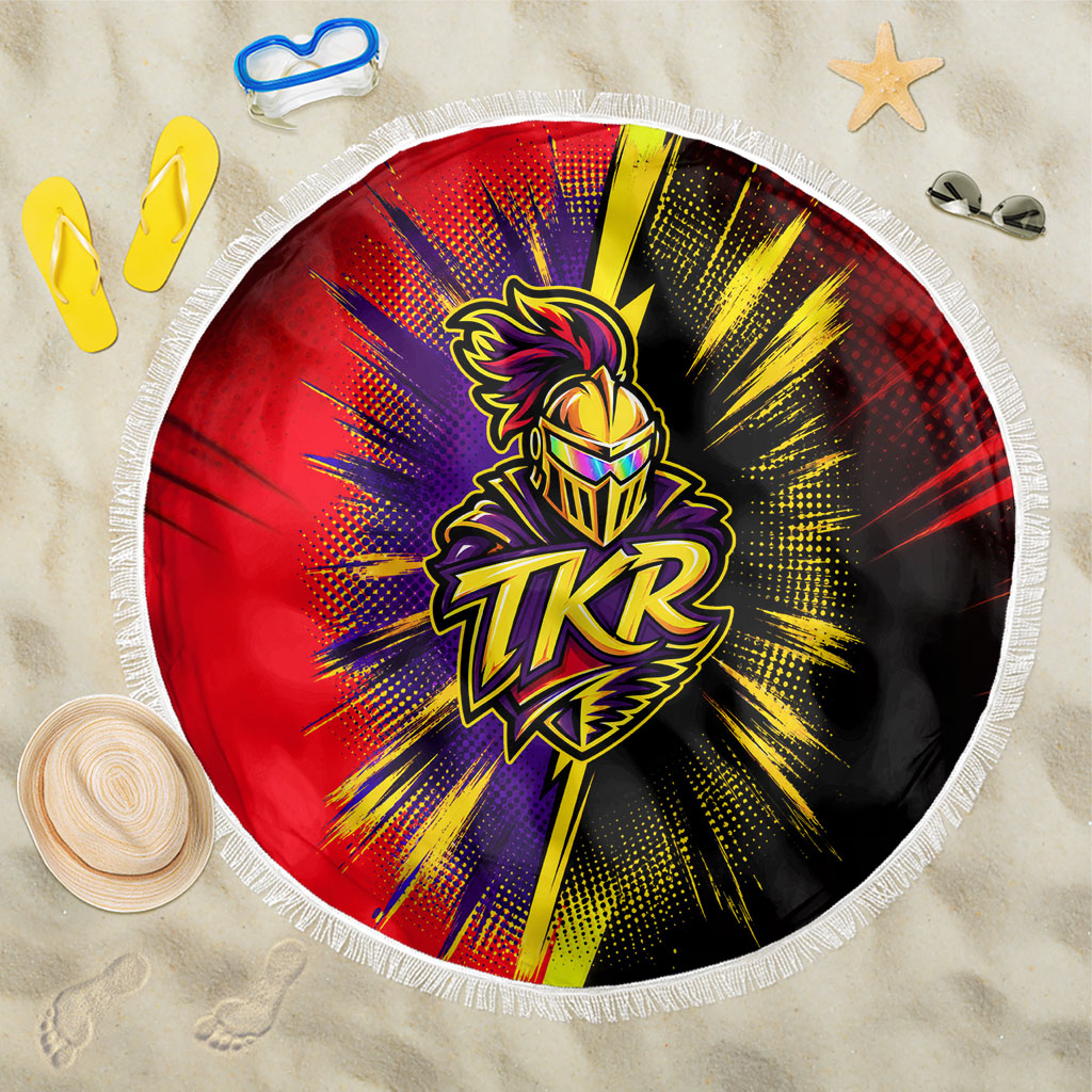 Trinidad and Tobago Cricket Beach Blanket Trinbago Knight Riders - Ride Or Die Comic Halftone