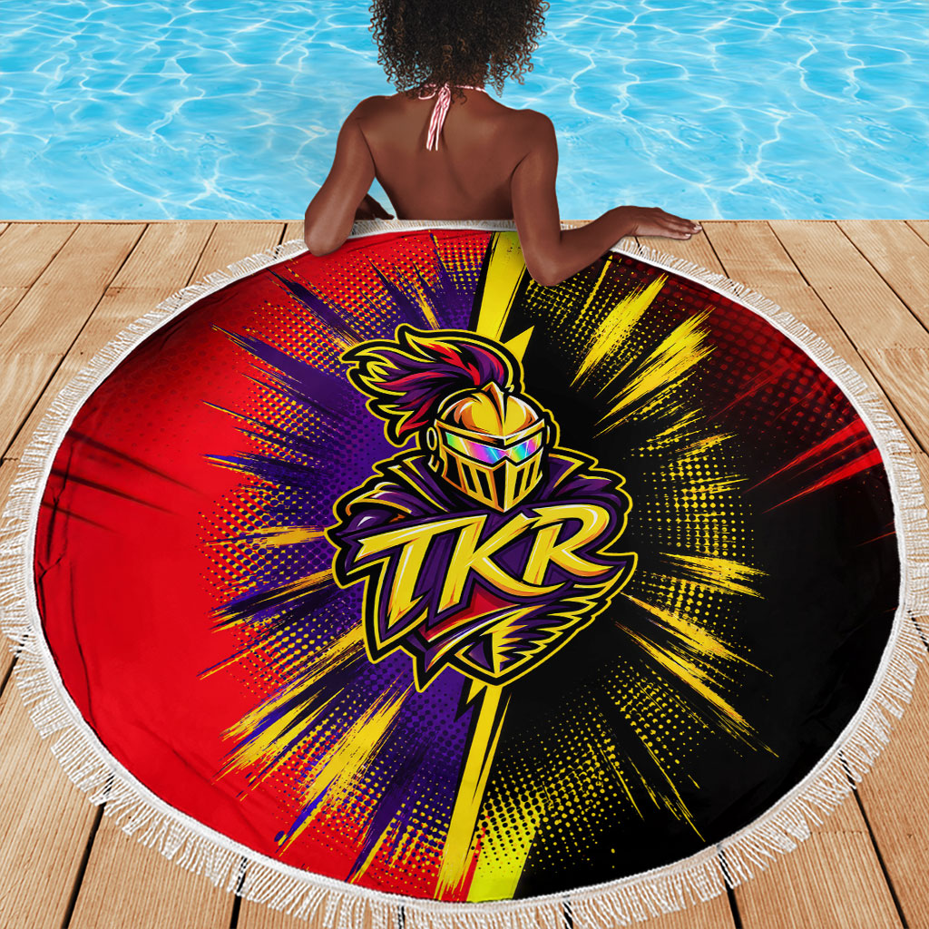 Trinidad and Tobago Cricket Beach Blanket Trinbago Knight Riders - Ride Or Die Comic Halftone
