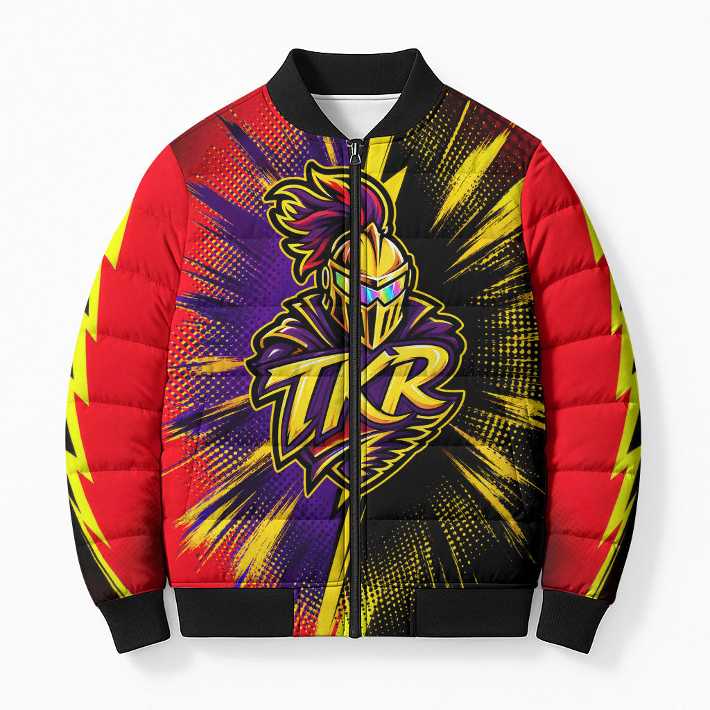 Trinidad and Tobago Cricket Bomber Puffer Jacket Trinbago Knight Riders - Ride Or Die Comic Halftone