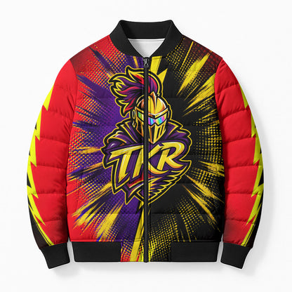 Trinidad and Tobago Cricket Bomber Puffer Jacket Trinbago Knight Riders - Ride Or Die Comic Halftone