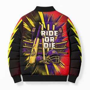 Trinidad and Tobago Cricket Bomber Puffer Jacket Trinbago Knight Riders - Ride Or Die Comic Halftone