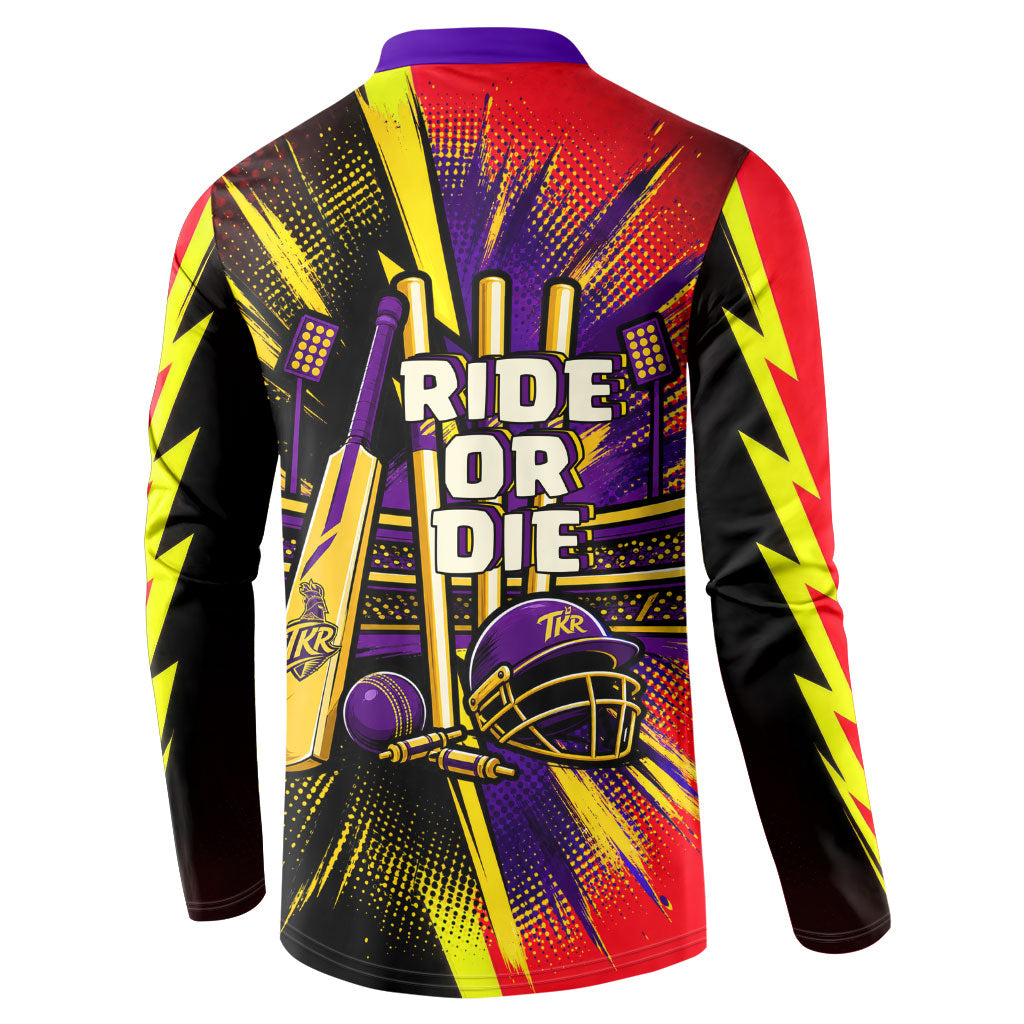 Trinidad and Tobago Cricket Button Sweatshirt Trinbago Knight Riders - Ride Or Die Comic Halftone