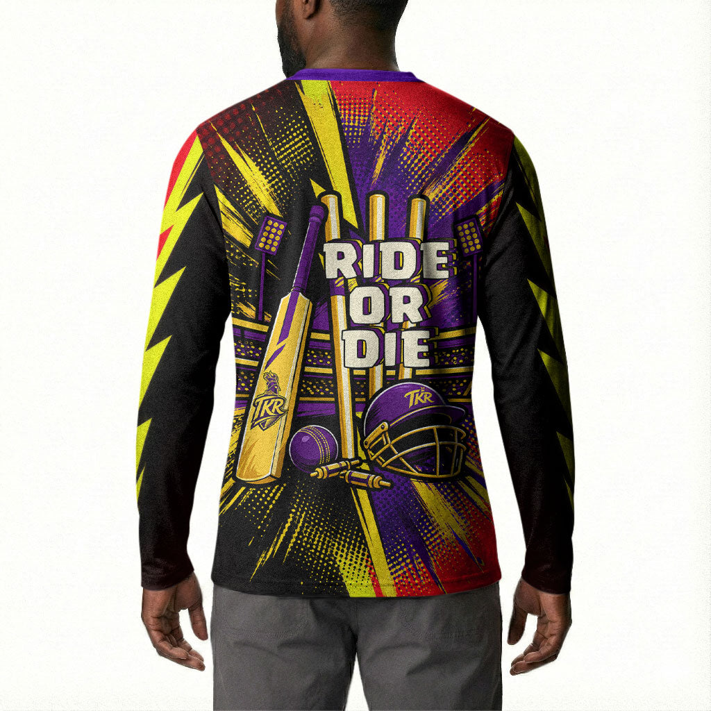 Trinidad and Tobago Cricket Button Sweatshirt Trinbago Knight Riders - Ride Or Die Comic Halftone