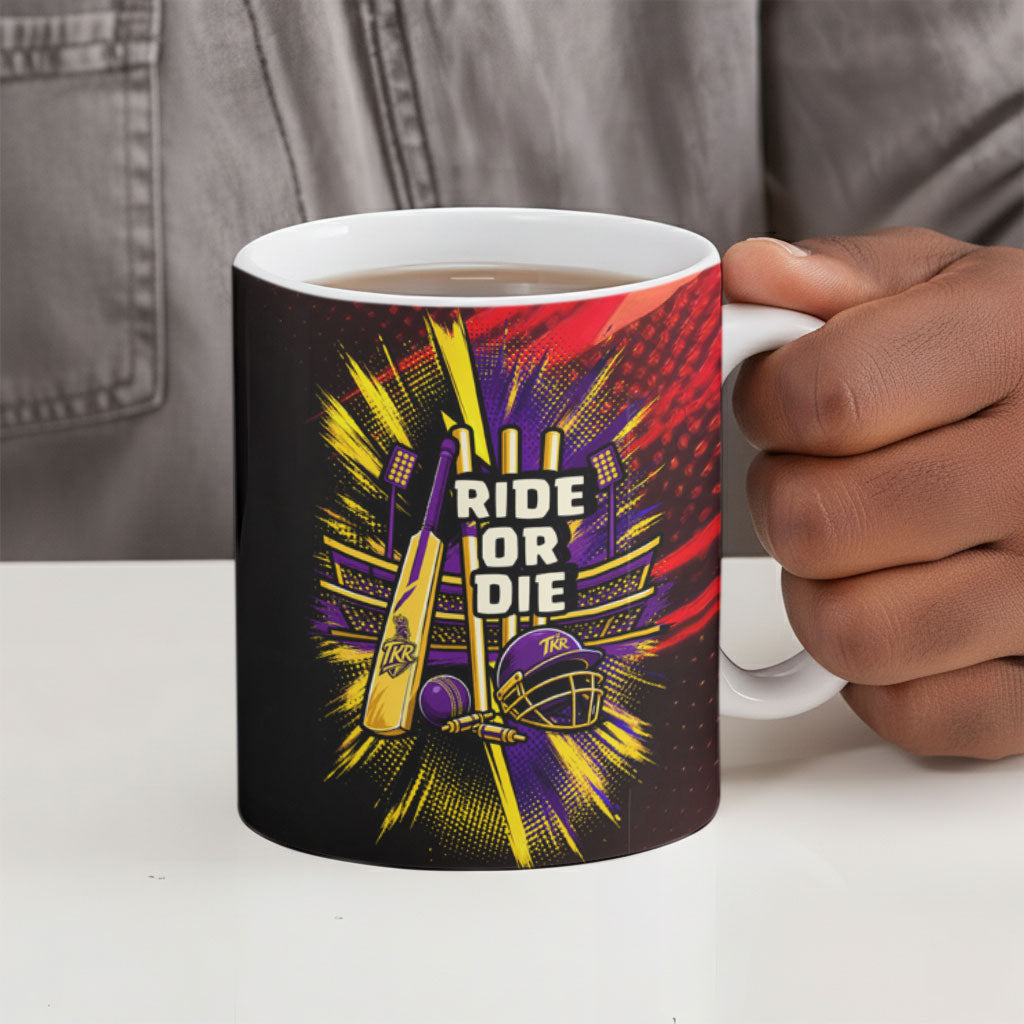 Trinidad and Tobago Cricket Ceramic Mug Trinbago Knight Riders - Ride Or Die Comic Halftone