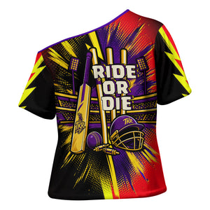 Trinidad and Tobago Cricket Cross Shoulder Shirt Trinbago Knight Riders - Ride Or Die Comic Halftone