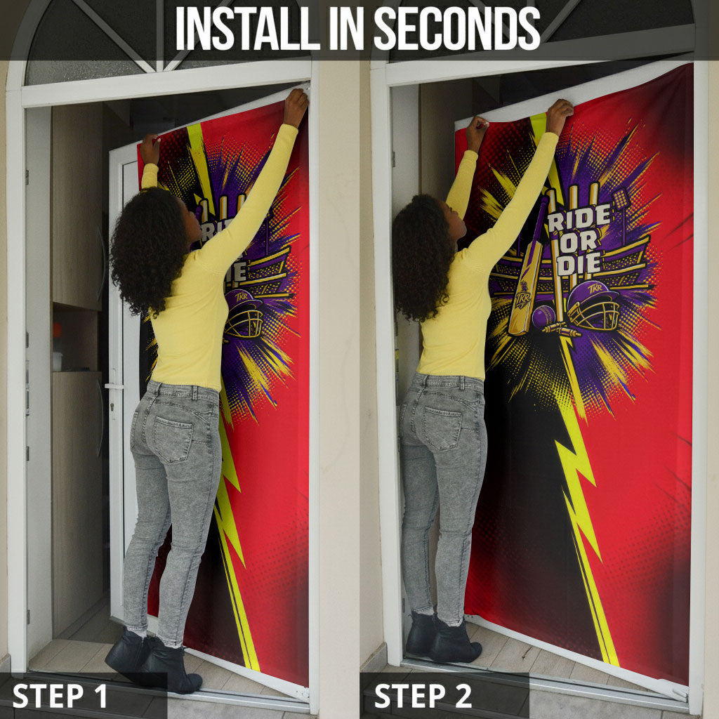 Trinidad and Tobago Cricket Door Cover Trinbago Knight Riders - Ride Or Die Comic Halftone
