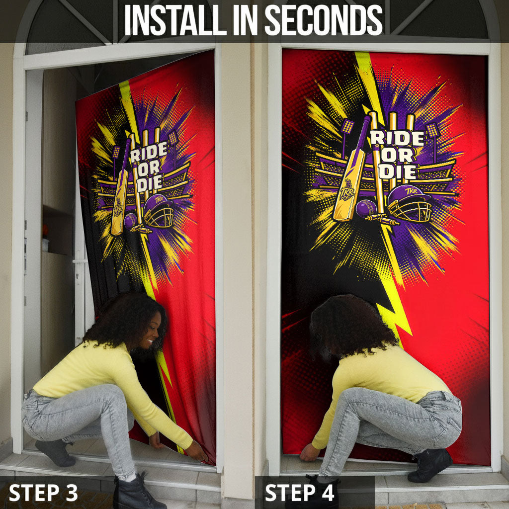 Trinidad and Tobago Cricket Door Cover Trinbago Knight Riders - Ride Or Die Comic Halftone