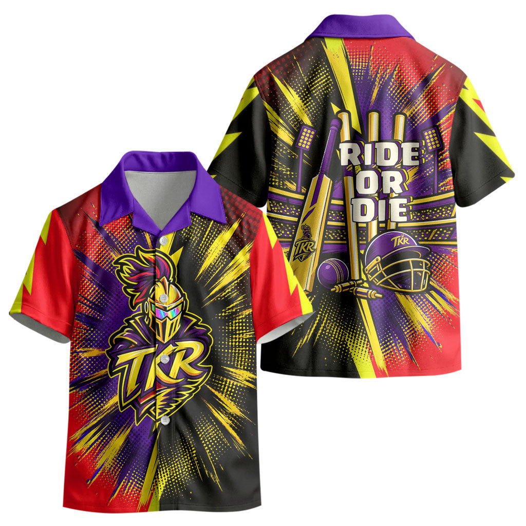 Trinidad and Tobago Cricket Kid Hawaiian Shirt Trinbago Knight Riders - Ride Or Die Comic Halftone