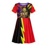 Trinidad and Tobago Cricket Kid Short Sleeve Dress Trinbago Knight Riders - Ride Or Die Comic Halftone