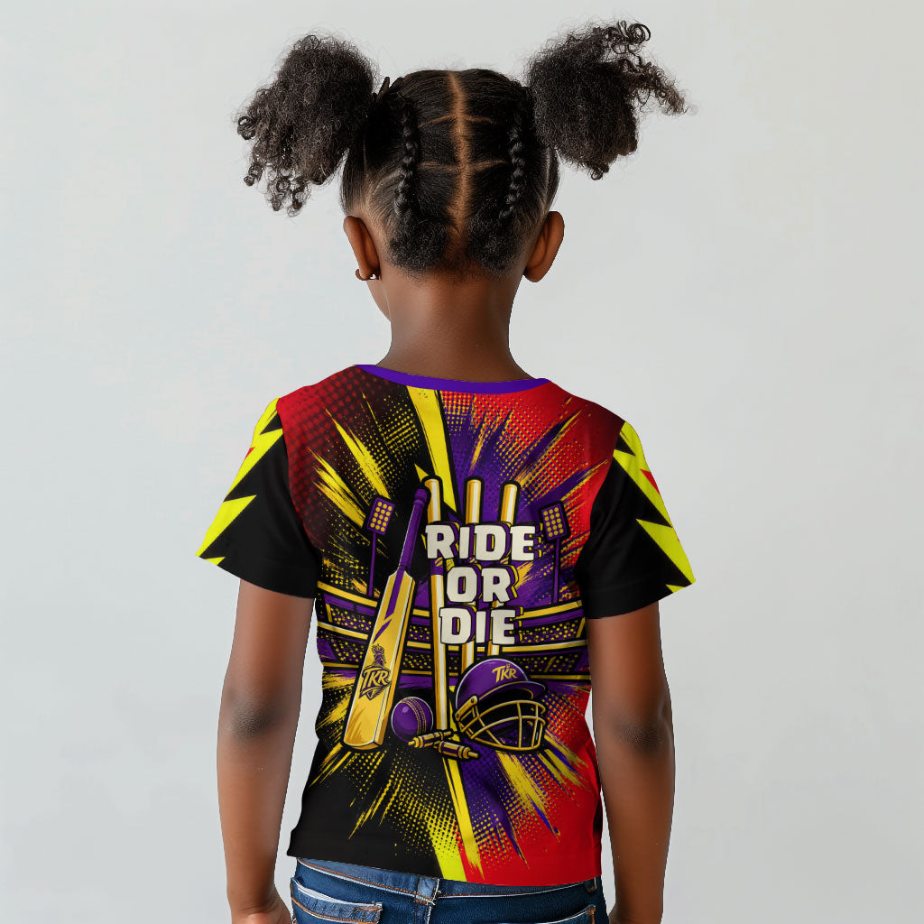 Trinidad and Tobago Cricket Kid T shirt Trinbago Knight Riders - Ride Or Die Comic Halftone