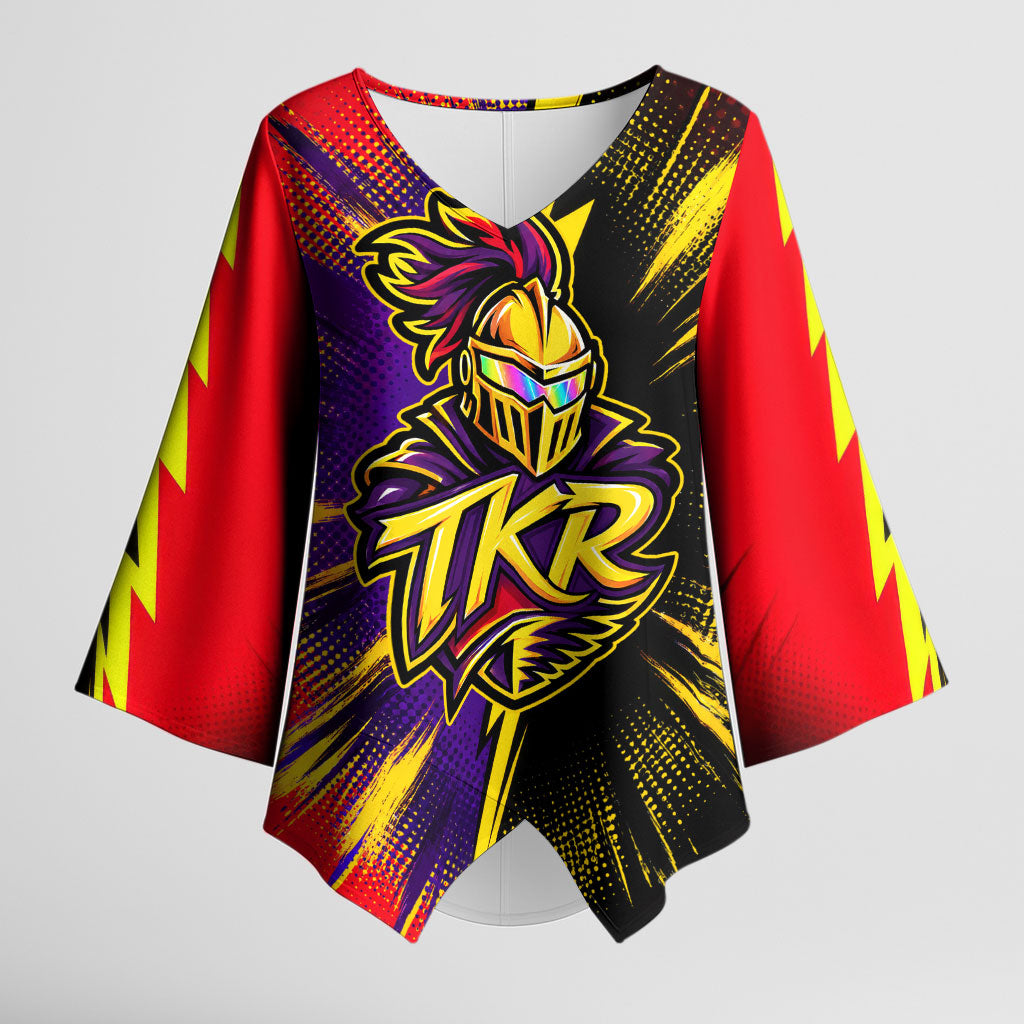 Trinidad and Tobago Cricket Kimono Sleeve Blouse Trinbago Knight Riders - Ride Or Die Comic Halftone
