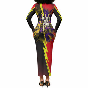 Trinidad and Tobago Cricket Long Sleeve Bodycon Dress Trinbago Knight Riders - Ride Or Die Comic Halftone