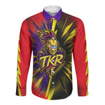 Trinidad and Tobago Cricket Long Sleeve Button Shirt Trinbago Knight Riders - Ride Or Die Comic Halftone
