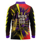 Trinidad and Tobago Cricket Long Sleeve Polo Shirt Trinbago Knight Riders - Ride Or Die Comic Halftone