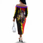 Trinidad and Tobago Cricket Off The Shoulder Long Sleeve Dress Trinbago Knight Riders - Ride Or Die Comic Halftone