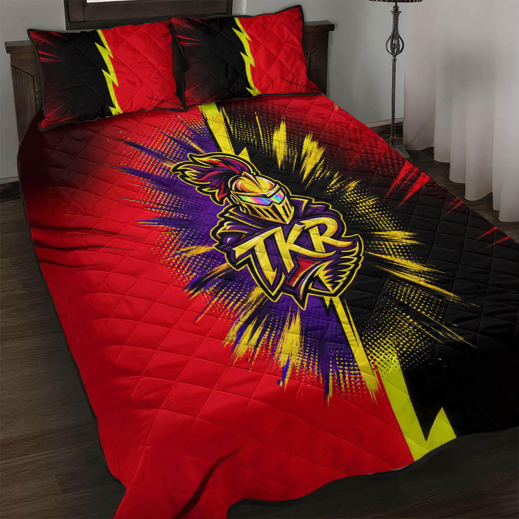 Trinidad and Tobago Cricket Quilt Bed Set Trinbago Knight Riders - Ride Or Die Comic Halftone