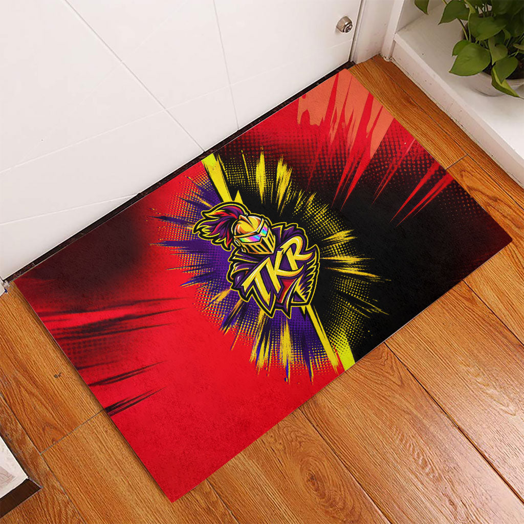Trinidad and Tobago Cricket Rubber Doormat Trinbago Knight Riders - Ride Or Die Comic Halftone