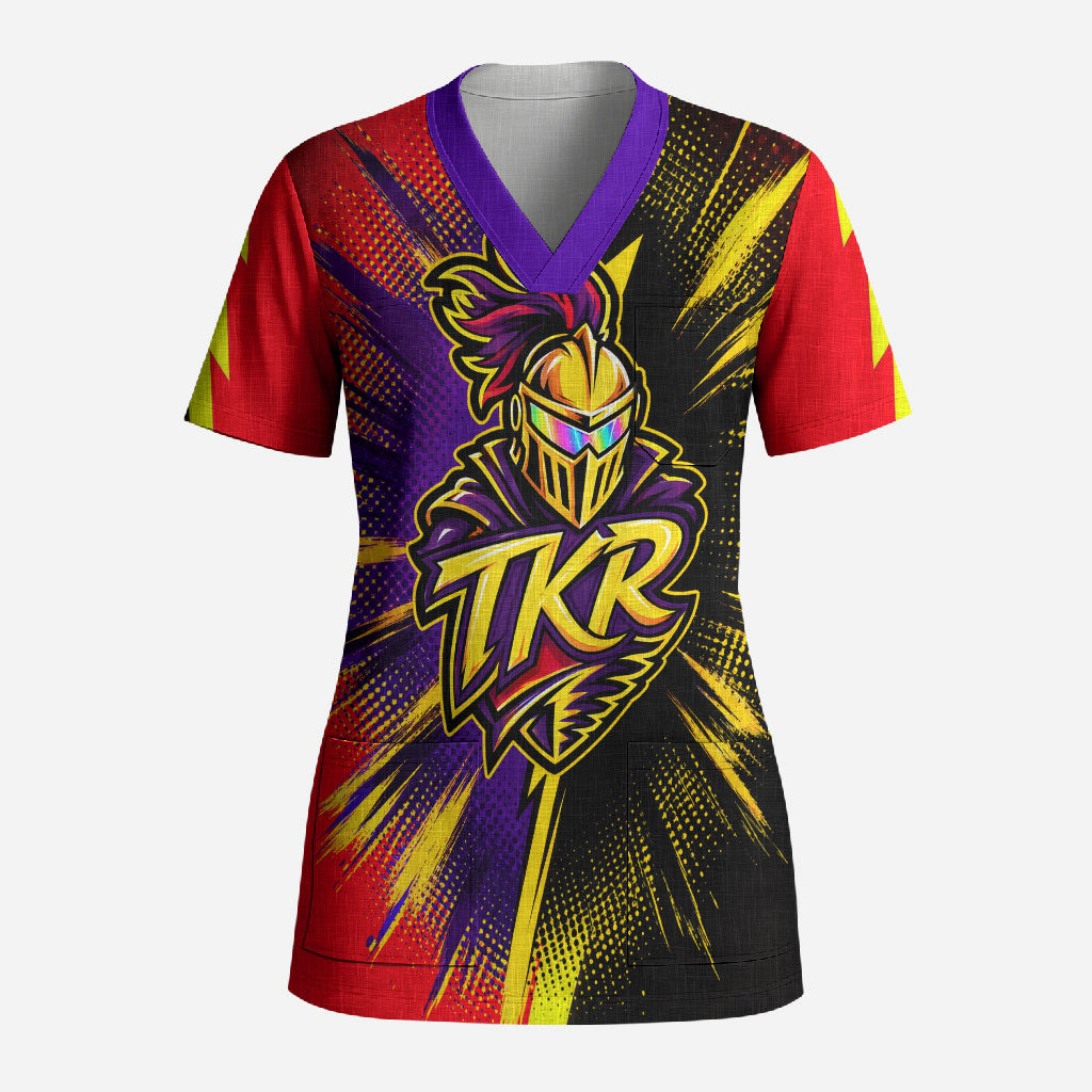 Trinidad and Tobago Cricket Scrub Top Trinbago Knight Riders - Ride Or Die Comic Halftone