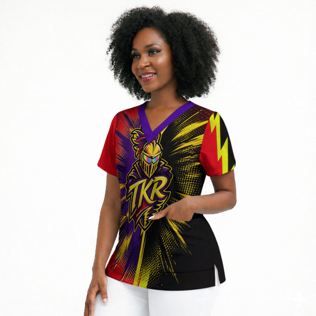 Trinidad and Tobago Cricket Scrub Top Trinbago Knight Riders - Ride Or Die Comic Halftone