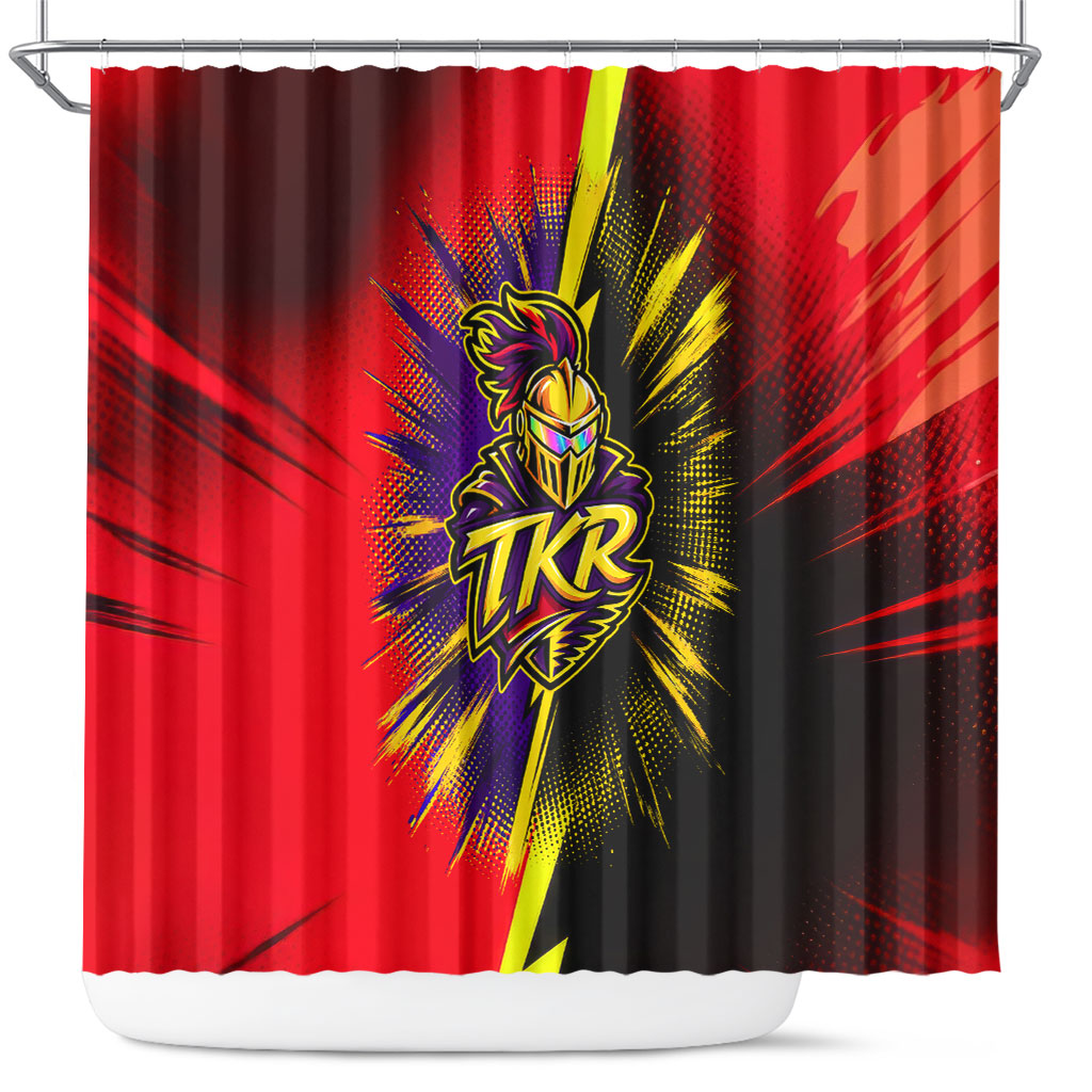 Trinidad and Tobago Cricket Shower Curtain Trinbago Knight Riders - Ride Or Die Comic Halftone