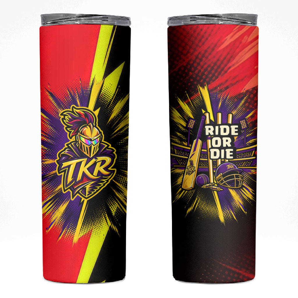 Trinidad and Tobago Cricket Skinny Tumbler Trinbago Knight Riders - Ride Or Die Comic Halftone