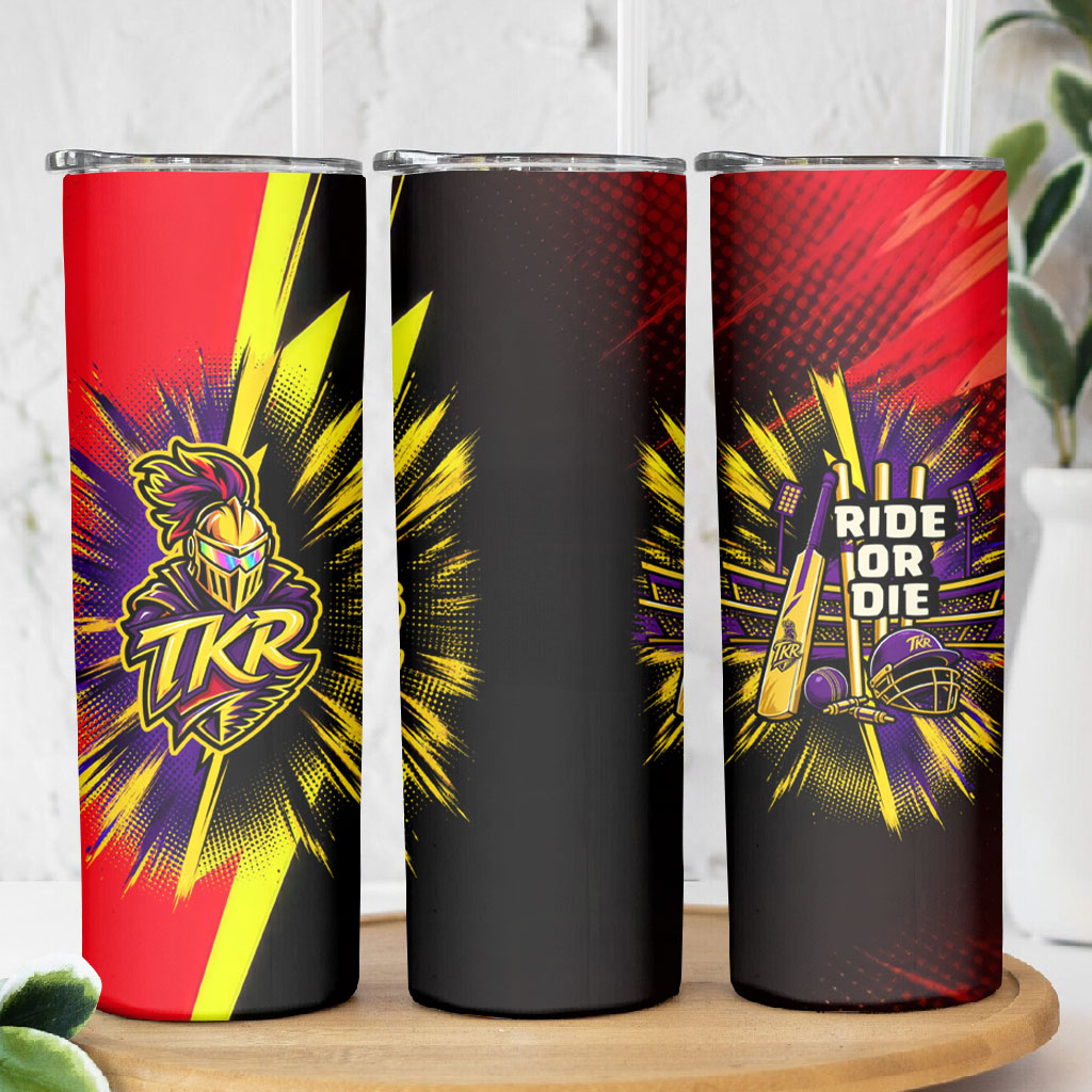 Trinidad and Tobago Cricket Skinny Tumbler Trinbago Knight Riders - Ride Or Die Comic Halftone