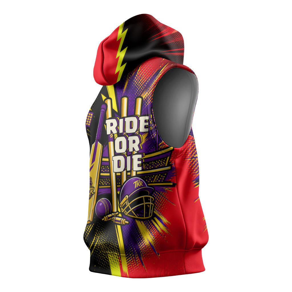 Trinidad and Tobago Cricket Sleeveless Hoodie Trinbago Knight Riders - Ride Or Die Comic Halftone