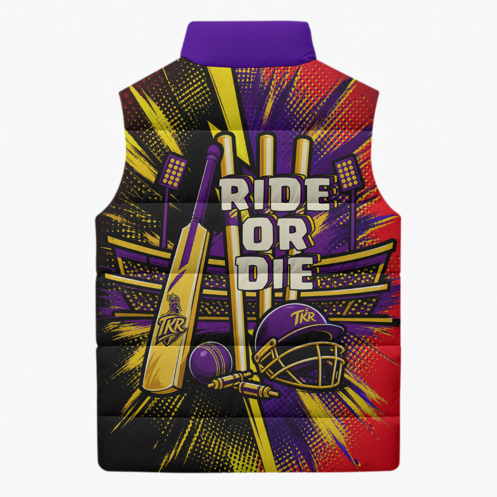 Trinidad and Tobago Cricket Sleeveless Puffer Jacket Trinbago Knight Riders - Ride Or Die Comic Halftone