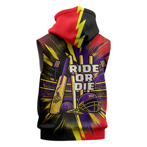 Trinidad and Tobago Cricket Sleeveless Zip Hoodie Trinbago Knight Riders - Ride Or Die Comic Halftone