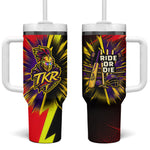 Trinidad and Tobago Cricket Tumbler With Handle Trinbago Knight Riders - Ride Or Die Comic Halftone