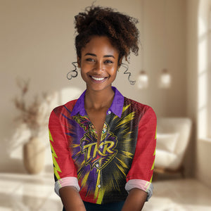 Trinidad and Tobago Cricket Women Casual Shirt Trinbago Knight Riders - Ride Or Die Comic Halftone