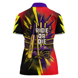 Trinidad and Tobago Cricket Women Polo Shirt Trinbago Knight Riders - Ride Or Die Comic Halftone