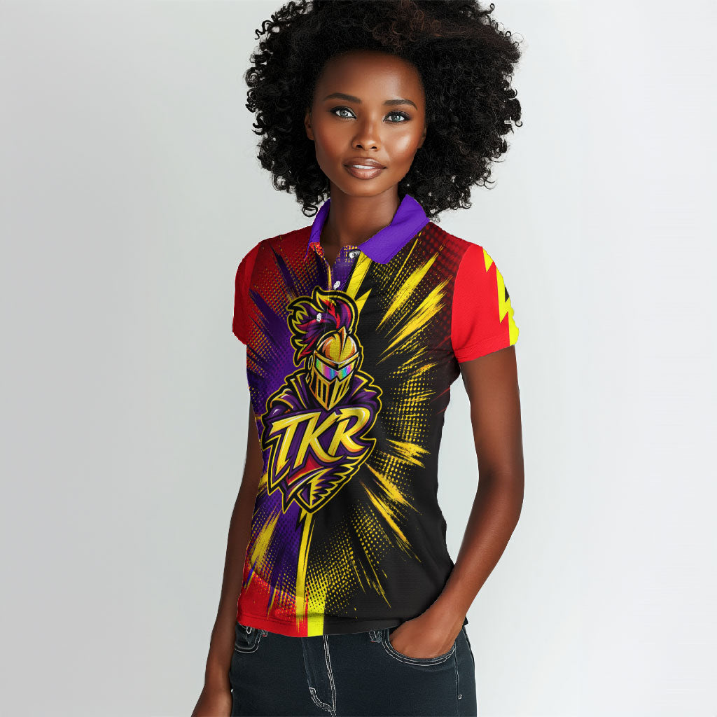 Trinidad and Tobago Cricket Women Polo Shirt Trinbago Knight Riders - Ride Or Die Comic Halftone