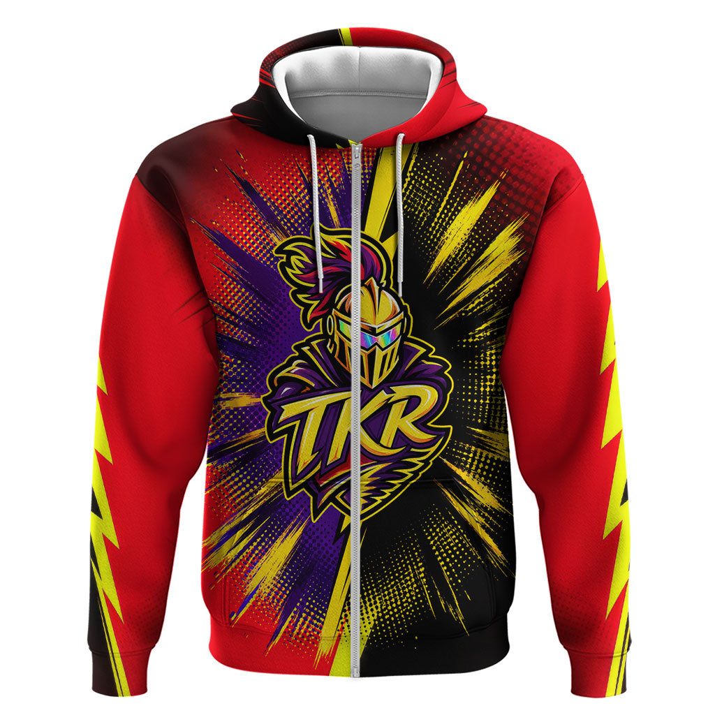 Trinidad and Tobago Cricket Zip Hoodie Trinbago Knight Riders - Ride Or Die Comic Halftone
