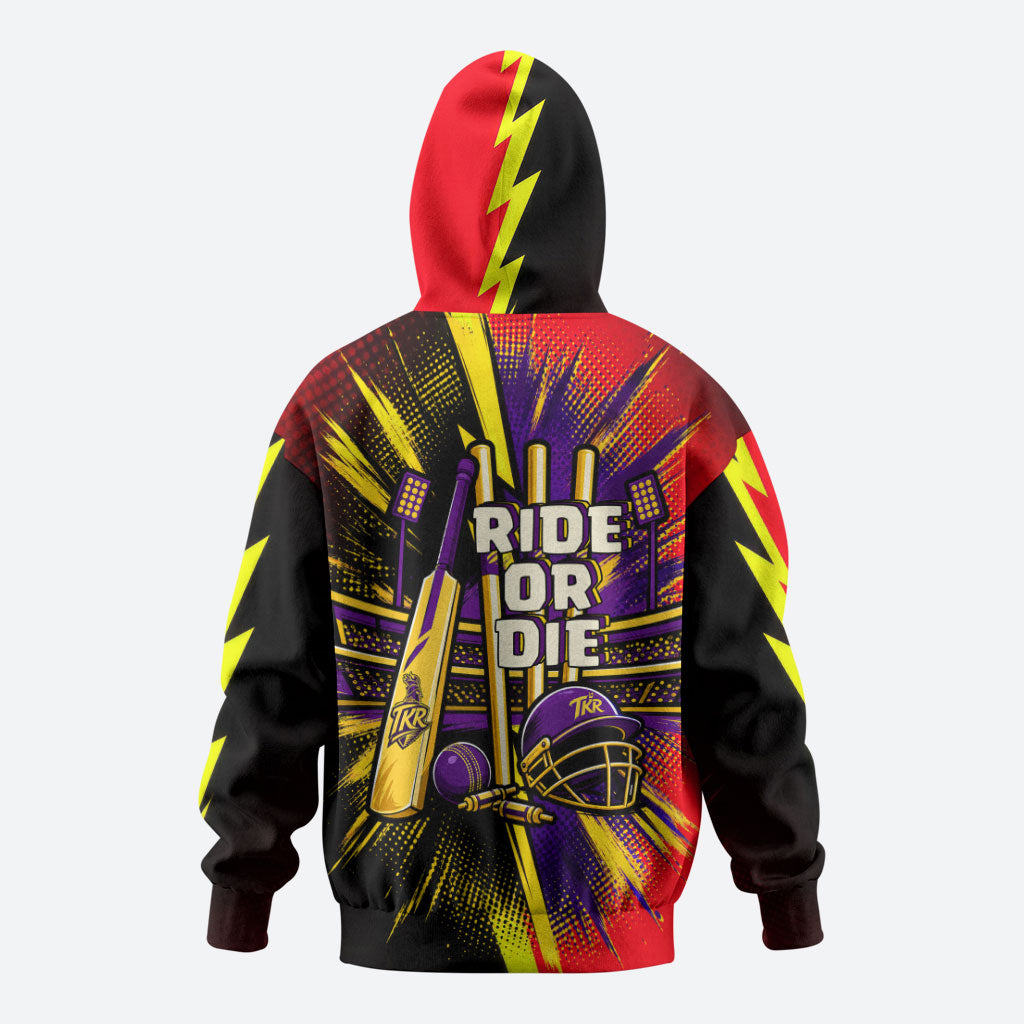 Trinidad and Tobago Cricket Zip Hoodie Trinbago Knight Riders - Ride Or Die Comic Halftone