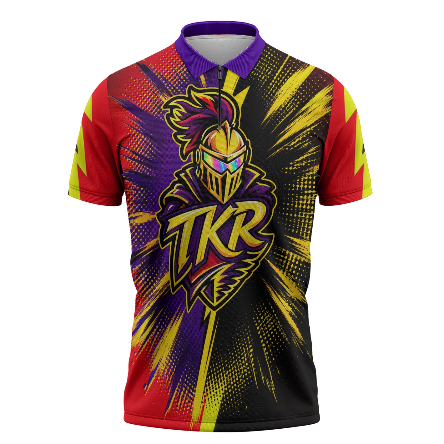 Trinidad and Tobago Cricket Zipper Polo Shirt Trinbago Knight Riders - Ride Or Die Comic Halftone