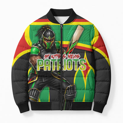 Personalized St Kitts And Nevis Patriots Bomber Puffer Jacket Caribbean Cricket Player Graphic Art