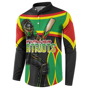 Personalized St Kitts And Nevis Patriots Button Sweatshirt Caribbean Cricket Player Graphic Art