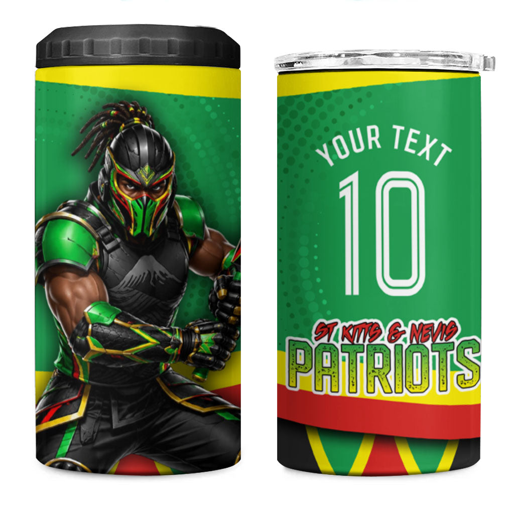 Personalized St Kitts And Nevis Patriots 4 in 1 Can Cooler Tumbler Caribbean Cricket Player Graphic Art