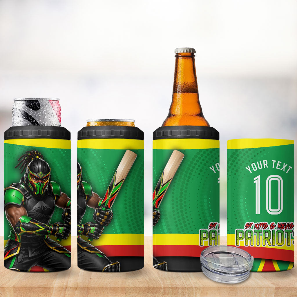 Personalized St Kitts And Nevis Patriots 4 in 1 Can Cooler Tumbler Caribbean Cricket Player Graphic Art
