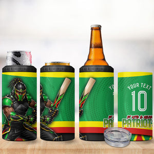 Personalized St Kitts And Nevis Patriots 4 in 1 Can Cooler Tumbler Caribbean Cricket Player Graphic Art