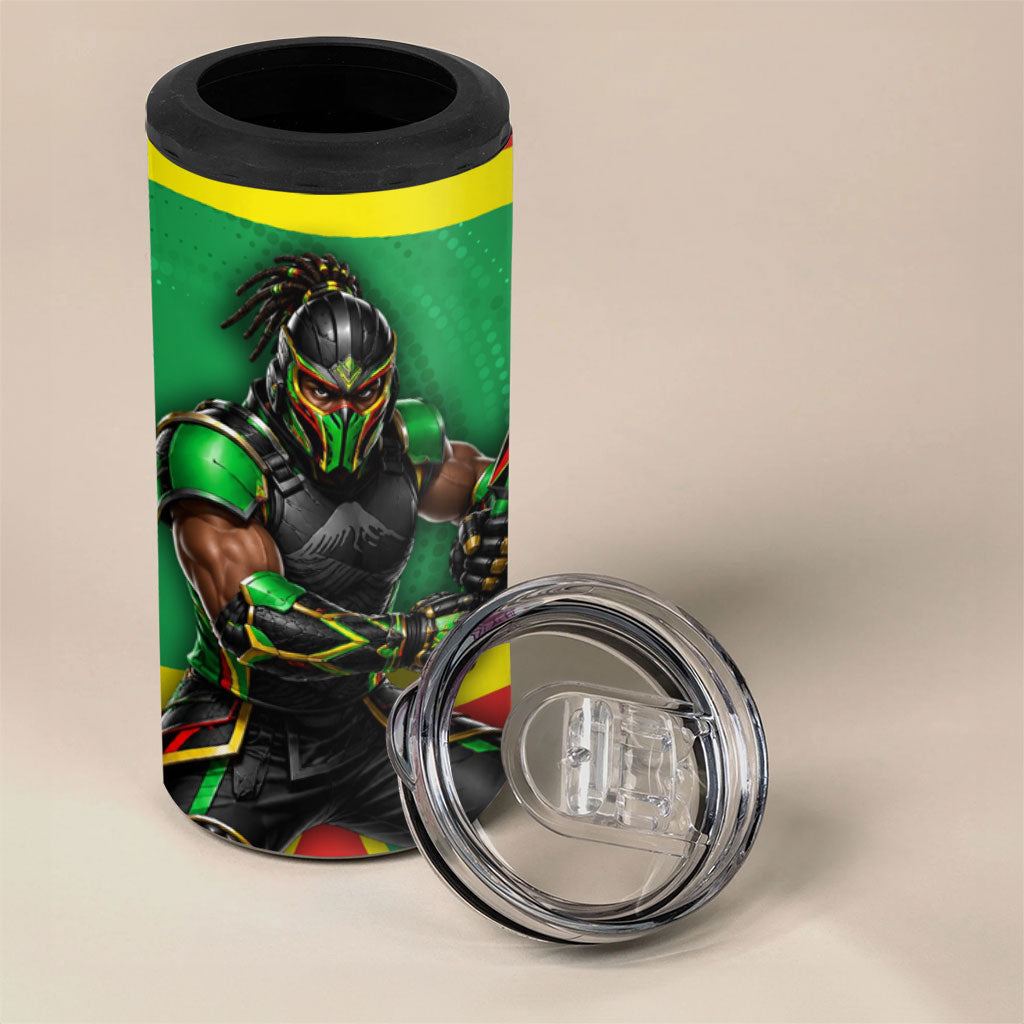 Personalized St Kitts And Nevis Patriots 4 in 1 Can Cooler Tumbler Caribbean Cricket Player Graphic Art