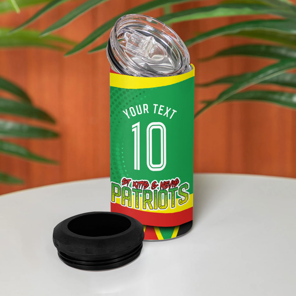 Personalized St Kitts And Nevis Patriots 4 in 1 Can Cooler Tumbler Caribbean Cricket Player Graphic Art