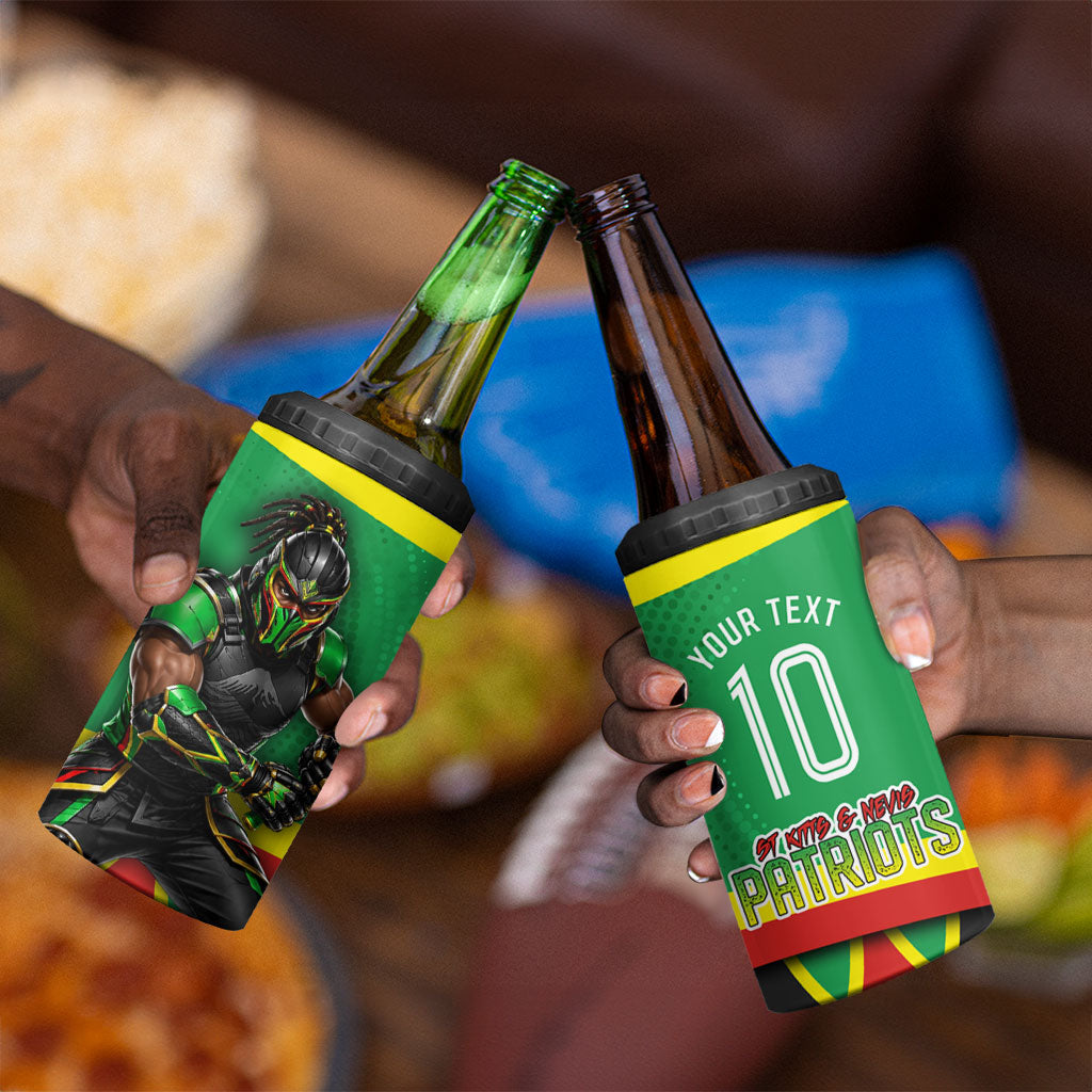 Personalized St Kitts And Nevis Patriots 4 in 1 Can Cooler Tumbler Caribbean Cricket Player Graphic Art