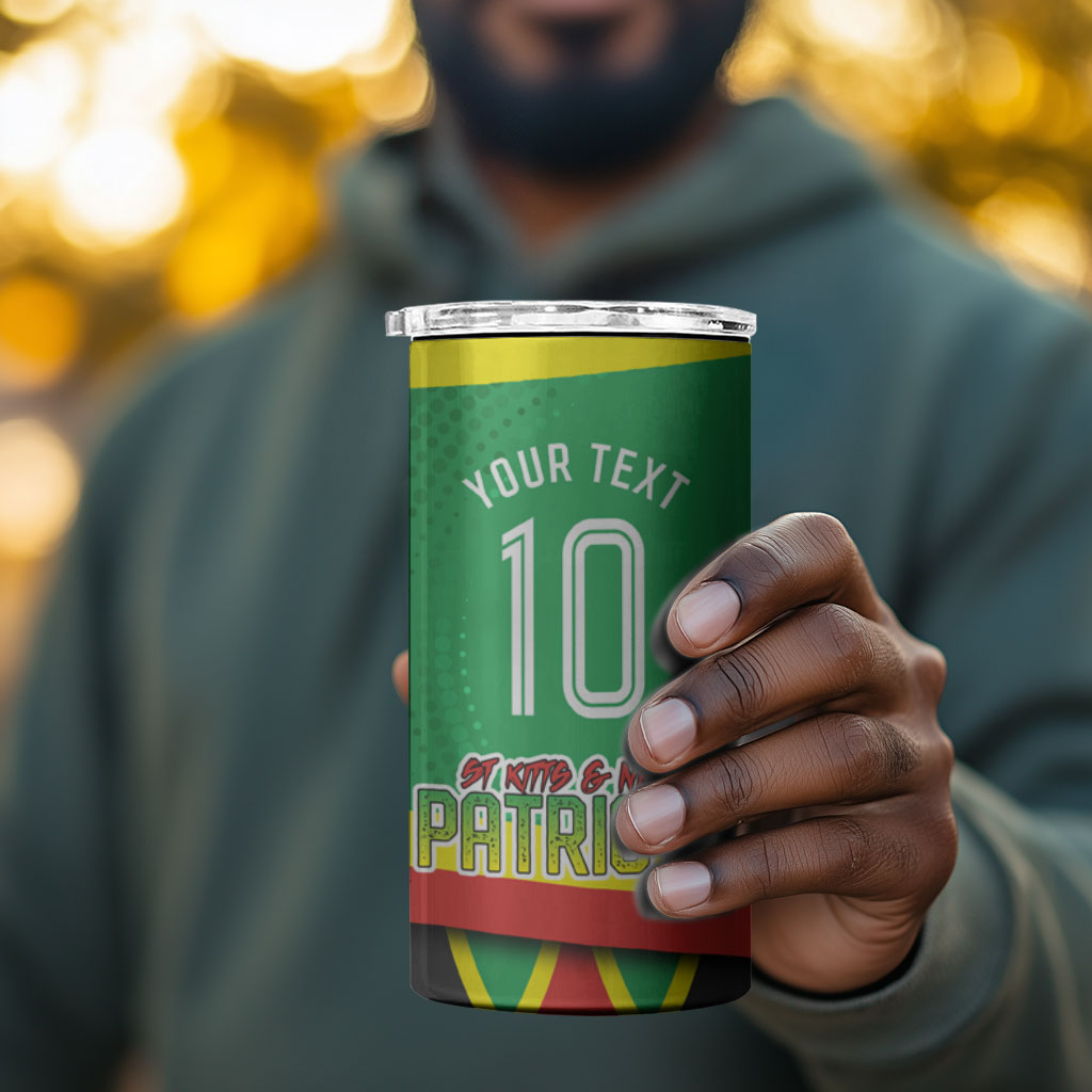 Personalized St Kitts And Nevis Patriots 4 in 1 Can Cooler Tumbler Caribbean Cricket Player Graphic Art