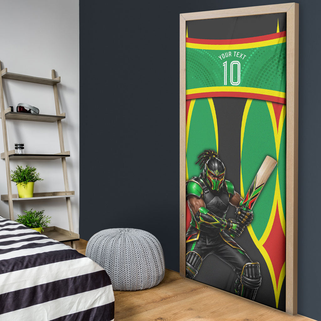 Personalized St Kitts And Nevis Patriots Door Cover Caribbean Cricket Player Graphic Art
