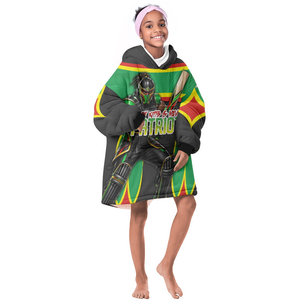 Personalized St Kitts And Nevis Patriots Kid Wearable Blanket Hoodie Caribbean Cricket Player Graphic Art